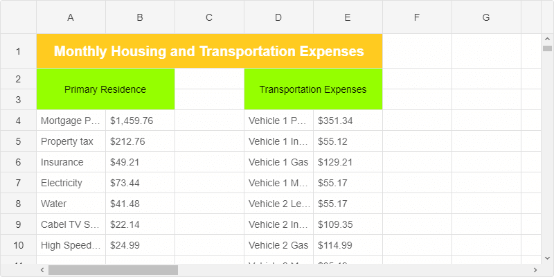 Spreadsheet in Grid Spreadsheet